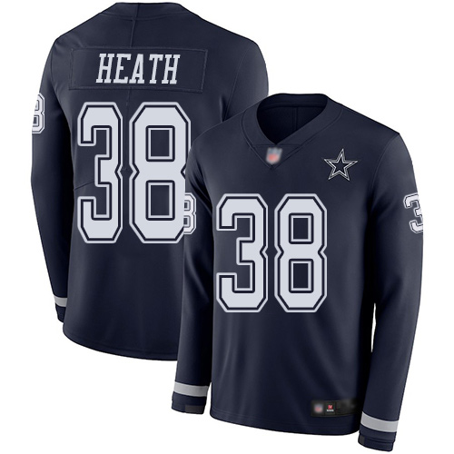 Men Dallas Cowboys Limited Navy Blue Jeff Heath #38 Therma Long Sleeve NFL Jersey->cleveland browns->NFL Jersey
